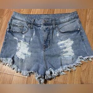 Wild Fable Frayed Hem Jean Shorts - Light Blue size 8